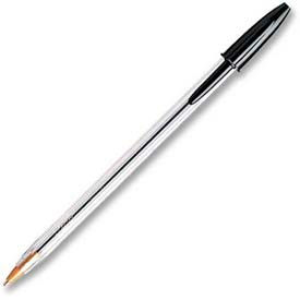 Bic Corporation BICMS11BK Bic® Cristal Ballpoint Stick Pen, Medium, Clear Barrel, Black Ink, Dozen image.