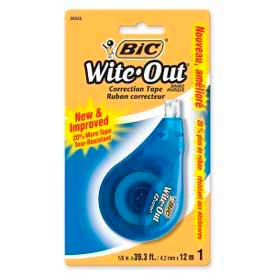 Bic Wite-Out EZ Correct Correction Tape, 1/6 in x 400 in, White