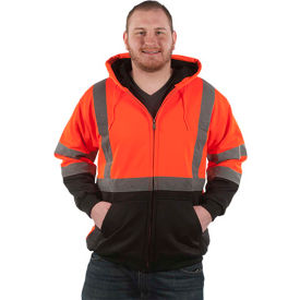 Old Toledo Brands UHV425-L-OB Utility Pro™ Hi-Vis Hooded Soft Shell Jacket, ANSI Class 3, L, Orange/Black image.