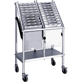 Omnimed Inc. 263820 Omnimed® Wheeled Chart Carrier, 2-Tier, 23"W x 13"D x 37"H, Anodized Aluminum image.
