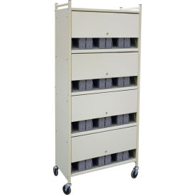 Omnimed Inc. 280140-WG Omnimed® Standard Vertical Cabinet Chart Rack with Locking Panel, 40 Binder Capacity, Woodgrain image.