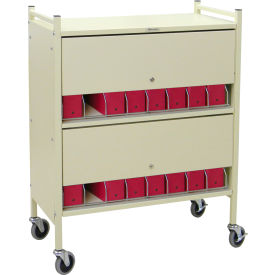 Omnimed Inc. 281516-BG Omnimed® Standard Vertical Cabinet Chart Rack with Locking Panel, 16 Binder Capacity, Beige image.