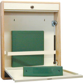 Omnimed Inc. 291533OAK Omnimed® Elite Half Size Wood Frame Wall Desk, Self Close, Key Lock, Beige/Oak image.