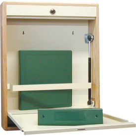 Omnimed Inc. 291534OAK Omnimed® Elite Half Size Wood Frame Wall Desk, Manual Close, Key Lock, Beige/Oak image.