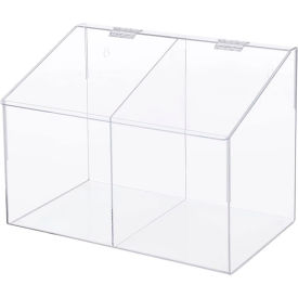 Acrylic Compartment Storage Container, 2 Compartment, 15-3/4"W x 8"D x 10"H, Clear view 2
