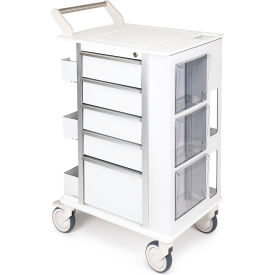 Omnimed Enhanced Phlebotomy Cart 5 Drawers & Key Lock 23-1/2"L x 17-3/4"W x 42"H Off White 