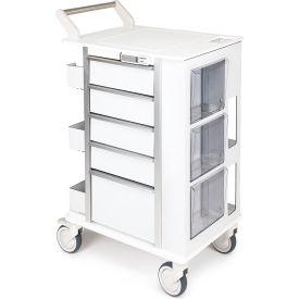 Enhanced Phlebotomy Cart, 5 Drawers & E-Lock, 23-1/2"L x 17-3/4"W x 42"H, Off White view 2