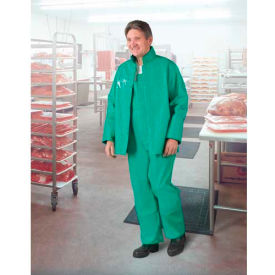 Dunlop Industrial & Protective Footwear  712202X00 Onguard Sanitex Green Coverall W/Attached Hood, PVC on Polyester, 2XL image.