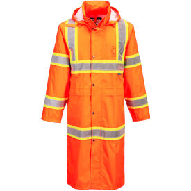 Hi-Vis Contrast 48" Rain Coat, ANSI Class 3, 6XL, Orange view 2