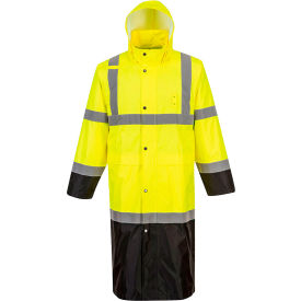 Hi-Vis Contrast Panel 48" Rain Coat, ANSI Class 3, 4XL, Yellow/Black view 2