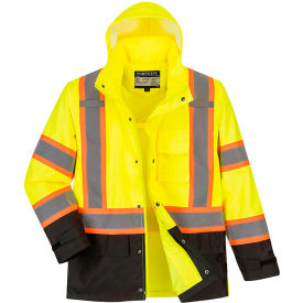 Hi-Vis Contrast Tape Rain Jacket, ANSI Class 3, 2XL, Yellow/Black view 2