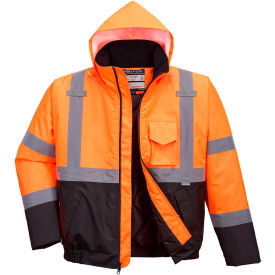 Hi-Vis Contrast Bomber Jacket, ANSI Type R Class 3, 4XL, Orange/Black view 2