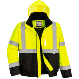 Hi-Vis Contrast Bomber Jacket, ANSI Type R Class 3, S, Yellow/Black view 2