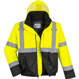 Hi-Vis Contrast Bomber Jacket, ANSI Type R Class 3, Tall Cut, L, Yellow/Black view 2