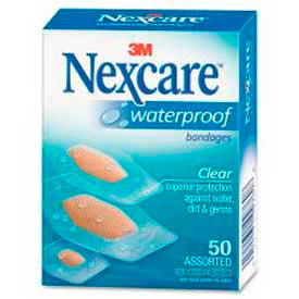 3M MMM43250 Nexcare™ Waterproof Bandages, 432-50, 50 ct. Assorted, Clear image.