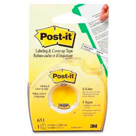 Post-it Labeling & Cover-up Tape, 1-Line Roll, 1/6 in x 700 in, White, 1 Roll