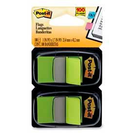 Post-it® Flags 1"" Wide Bright Green 50 Flags/Dispenser 2 Dispensers/Pack