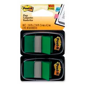 Post-it® Flags 1"" Wide Green 50 Flags/Dispenser 2 Dispensers/Pack