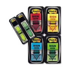 3M 680SH4VA Post-it® Message Flags Value Pack, "Sign Here", 1" Wide, Assorted, 200/Pack + FREE Arrow Flags image.