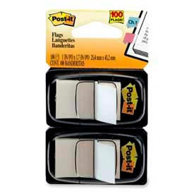 Post-it® Flags 1"" Wide White 50 Flags/Dispenser 2 Dispensers/Pack
