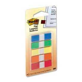 3M 6835CF Post-it® Flags, 1/2" Wide, Assorted Primary, 20 Flags/Color, 100 Flags/Dispenser image.