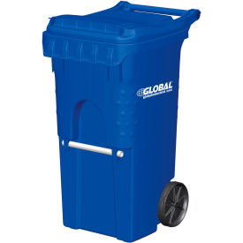 Global Industrial B2239508 Global Industrial™ Mobile Trash Container, 35 Gallon Blue image.