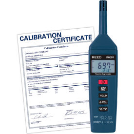 REED Thermo-Hygrometer & NIST 9V Battery Blue