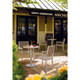 Oxford Garden® Travira 24" Round Bistro Table Set 2 Armchairs Vintage Top/Seat/Back 