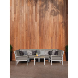 Oxford Garden® Travira 7-Piece Modular Seating Set & Vintage Tekwood Table Flint 