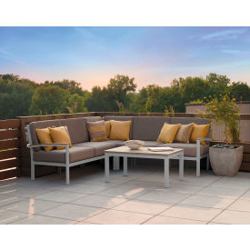 Oxford Garden® Travira 4-Piece Modular Seating Set & Vintage Tekwood Table Flint 