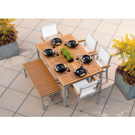 Oxford Garden® Travira 63" Rectangular Dining Set 4 Armchairs Natural Sling/Top 