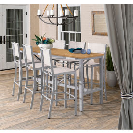 Oxford Garden® Travira 72-1/2" Rectangular Bar Table Set 6 Chairs Natural Sling/Top 