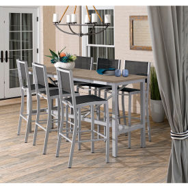 Oxford Garden® Travira 72-1/2" Rectangular Bar Table Set 6 Chairs Black Sling/Vintage Top 