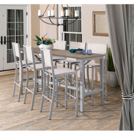 Oxford Garden® Travira 72-1/2" Rectangular Bar Table Set 6 Chairs Natural Sling/Vintage Top 