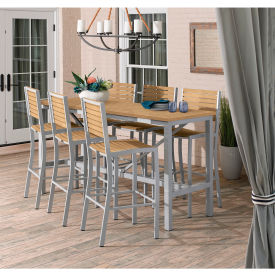Oxford Garden® Travira 72-1/2" Rectangular Bar Table Set 6 Chairs Natural Top/Seat/Back 