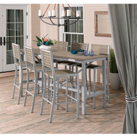 Oxford Garden® Travira 72-1/2" Rectangular Bar Table Set 6 Chairs Vintage Top/Seat/Back 