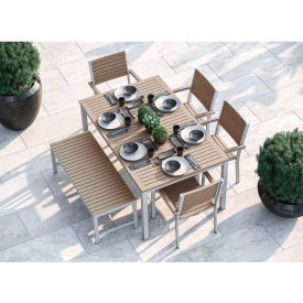 Oxford Garden® Travira 63" Rectangular Dining Set 4 Armchairs Vintage Top/Seat/Back 