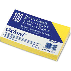 Esselte Pendaflex Corp. 7320CAN Oxford® UnRule Index Cards 7320CAN, 3" x 5", Canary, 100/Pack image.