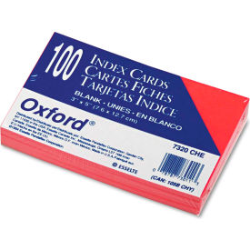 Esselte Pendaflex Corp. 7320CHE Oxford® UnRule Index Cards 7320CHE, 3" x 5", Cherry, 100/Pack image.