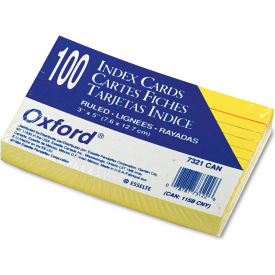 Esselte Pendaflex Corp. 7321CAN Oxford® Rule Index Cards 7321CAN, 3" x 5", Canary, 100/Pack image.
