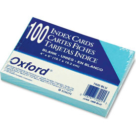 Esselte Pendaflex Corp. 7420BLU Oxford® UnRule Index Cards 7420BLU, 4" x 6", Blue, 100/Pack image.