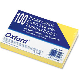 Esselte Pendaflex Corp. 7420CAN Oxford® UnRule Index Cards 7420CAN, 4" x 6", Canary, 100/Pack image.