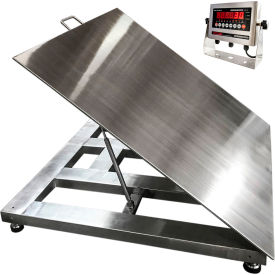 Lift-top Washdown Floor Scale with LED Indicator, 4' x 4', 5000 lb x 1 lb, Silver view 2