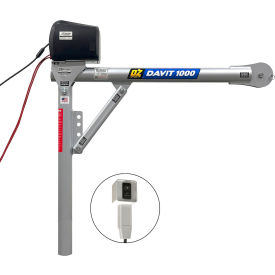 OZ Lifting 1000 lb. Steel Davit Crane W/12V DC Electric Winch 