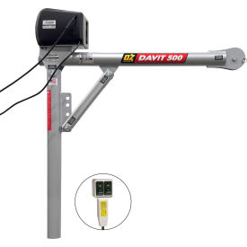 OZ Lifting Steel Davit Crane 500 Lb. Capacity w/ 110 AC Electric Winch 