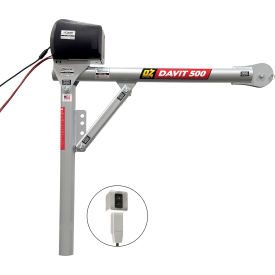 OZ Lifting Steel Davit Crane 500 Lb. Capacity w/ 12V DC Electric Winch 