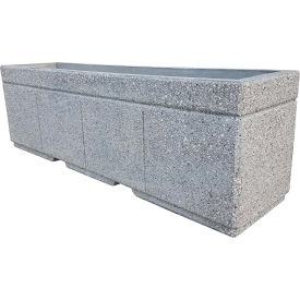 Concrete Outdoor Planter w/Forklift Knockouts 96"Lx24"W x 30"H Rectangle Gray Limestone