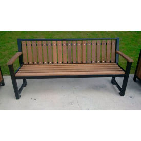 Regency 6' Bench with Back, Pau Lope Wood Slats, Black view 2