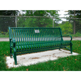 Terraza 6' Bench with Back, Vertical Steel Slats, Moss Green view 2
