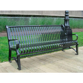 Terraza 6' Bench with Back, Vertical Steel Slats, Black view 2